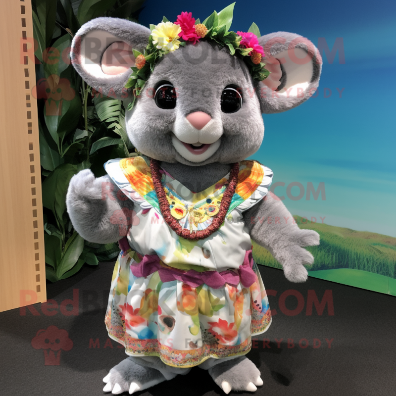 nan Chinchilla mascot costume character dressed with a Romper and Headbands