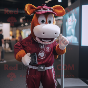 Maroon Jersey Cow maskot...