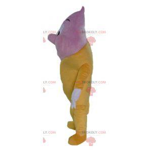 Mascote gigante de casquinha de sorvete rosa e amarela -