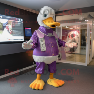 Purple Goose maskot kostume...