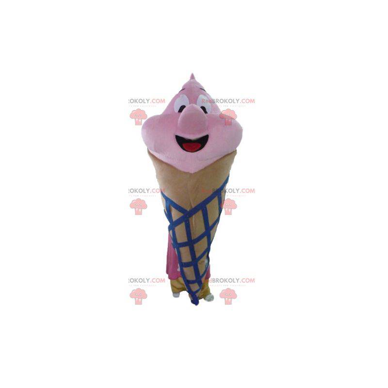 Mascot giant ice cream cone brown pink and blue - Redbrokoly.com