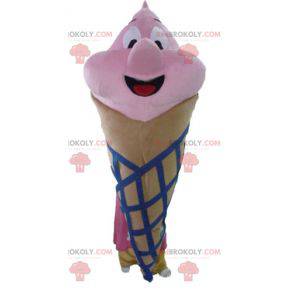 Mascot giant ice cream cone brown pink and blue - Redbrokoly.com