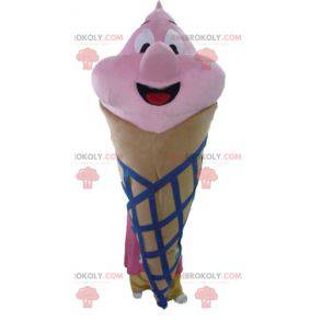 Mascot gigantisk iskrem brunrosa og blå - Redbrokoly.com