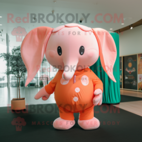 Peach Elephant mascot costume character dressed with a Long Sleeve Tee and Keychains