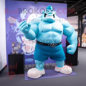 Cyan Strongman mascotte...