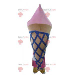 Mascot giant ice cream cone brown pink and blue - Redbrokoly.com