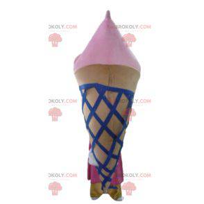 Mascotte gigante cono gelato marrone rosa e blu - Redbrokoly.com