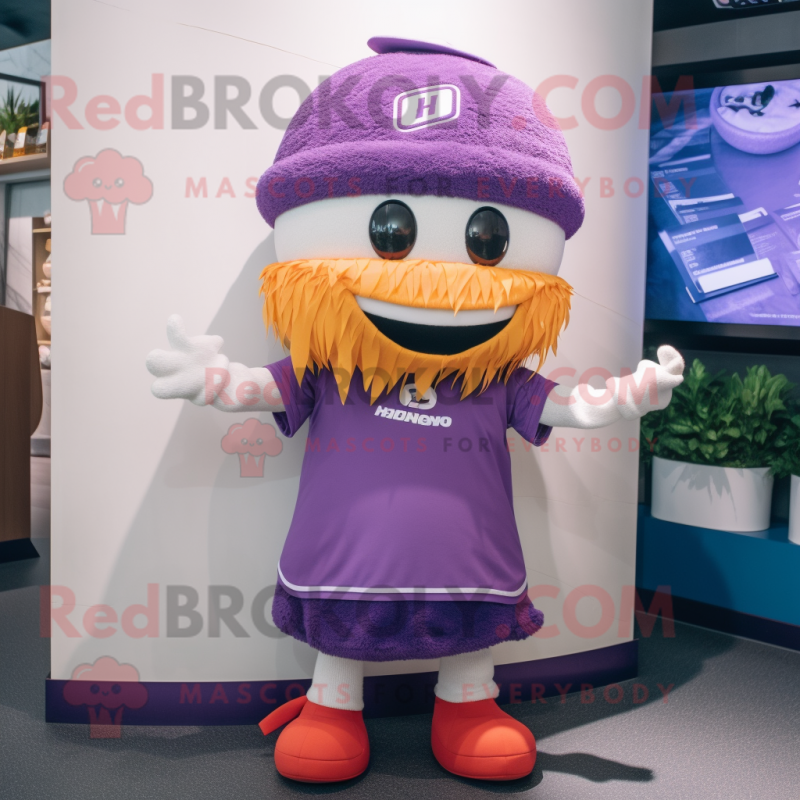 Purple Ramen mascot costume character dressed with a Shorts and Beanies Purple Ramen mascot costume character dressed with a Shorts and Beanies