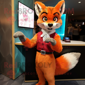 nan Fox mascot costume character dressed with a Cocktail Dress and Smartwatches