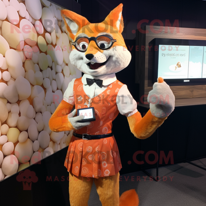 nan Fox mascot costume character dressed with a Cocktail Dress and Smartwatches