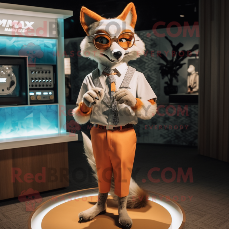 nan Fox mascot costume character dressed with a Cocktail Dress and Smartwatches nan Fox mascot costume character dressed with a Cocktail Dress and Smartwatches