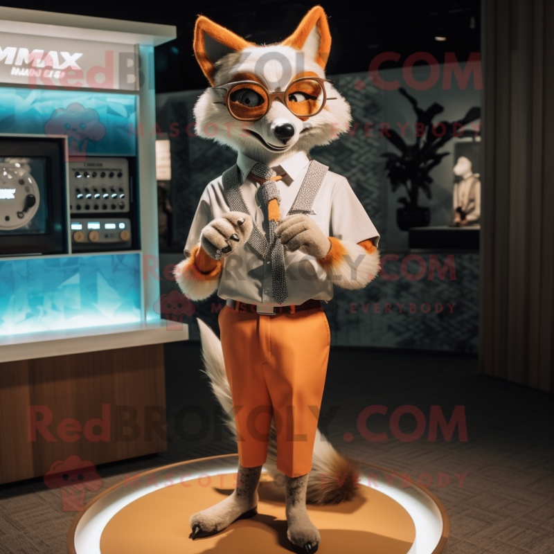 nan Fox mascot costume character dressed with a Cocktail Dress and Smartwatches