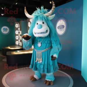 Cyan Yak mascotte kostuum...