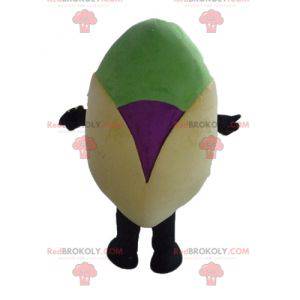 Mascotte de pistache géante beige violette et verte -