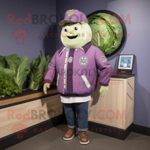 Lavender Corned Beef And Cabbage mascot costume character dressed with a Bomber Jacket and Bracelet watches