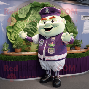 Lavender Corned Beef And Cabbage mascot costume character dressed with a Bomber Jacket and Bracelet watches