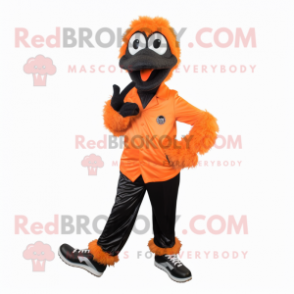 Orange Emu mascot costume character dressed with a Tuxedo and Shoe laces