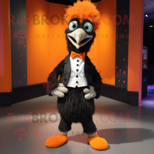 Orange Emu mascot costume character dressed with a Tuxedo and Shoe laces