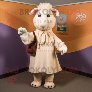 Beige Suffolk Sheep maskot...