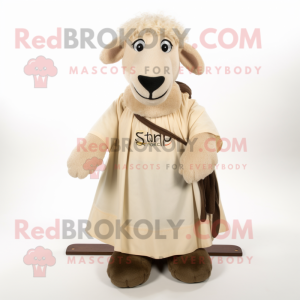 Beige Suffolk Sheep maskot...