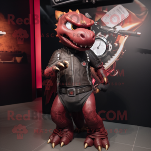 Maroon Dragon maskot drakt...