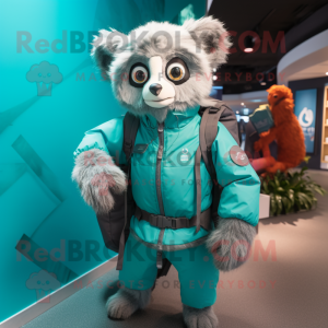 Teal Lemur mascotte kostuum...