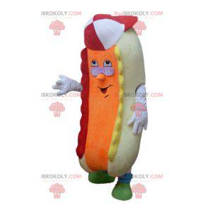 Mascote de cachorro-quente colorido e engraçado em bege e