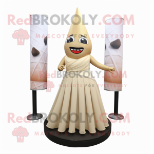 Beige Ice Cream Cone maskot...