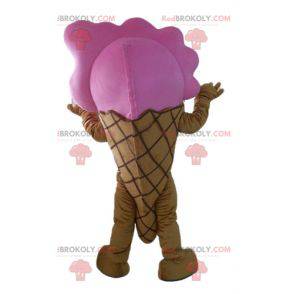 Mascot cono de helado gigante marrón y rosa - Redbrokoly.com