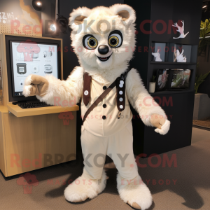 Cream Lemur maskot kostym...