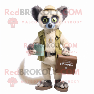 Cream Lemur maskot kostym...