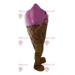 Mascot cono de helado gigante marrón y rosa - Redbrokoly.com