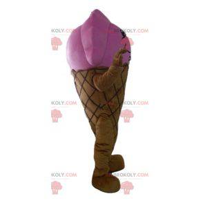 Mascot cono de helado gigante marrón y rosa - Redbrokoly.com