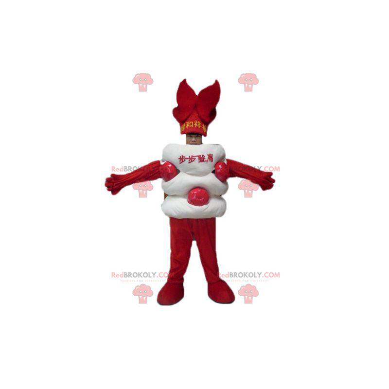 Gigantisk hvit og rød asiatisk godteri-maskot - Redbrokoly.com