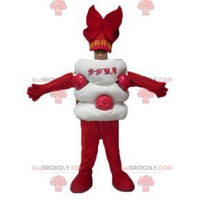 Mascote gigante doce asiático branco e vermelho - Redbrokoly.com