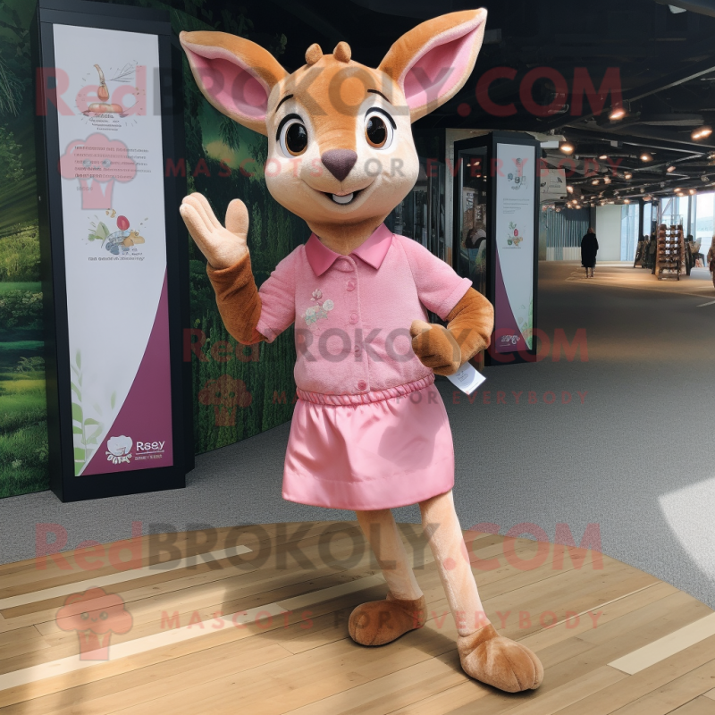 Pink Roe Deer mascot costume character dressed with a Dress Shirt and Anklets Pink Roe Deer mascot costume character dressed with a Dress Shirt and Anklets