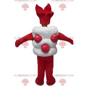 Mascota gigante de dulces asiáticos blancos y rojos -