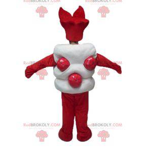 Mascote gigante doce asiático branco e vermelho - Redbrokoly.com