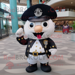 White Pirate mascot costume character dressed with a Tuxedo and Berets
