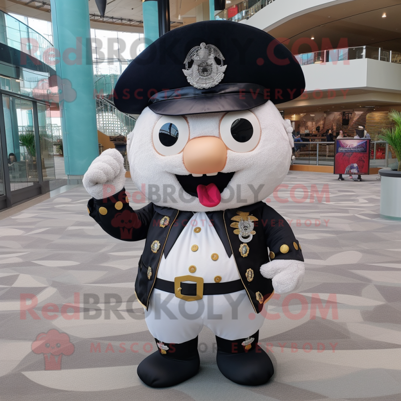 White Pirate mascot costume character dressed with a Tuxedo and Berets