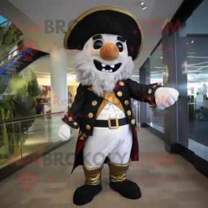 White Pirate mascot costume character dressed with a Tuxedo and Berets
