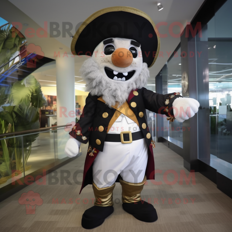 White Pirate mascot costume character dressed with a Tuxedo and Berets White Pirate mascot costume character dressed with a Tuxedo and Berets