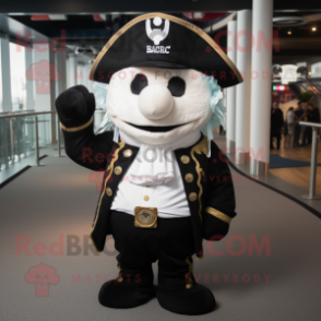 White Pirate mascot costume character dressed with a Tuxedo and Berets