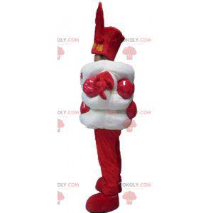 Mascota gigante de dulces asiáticos blancos y rojos -