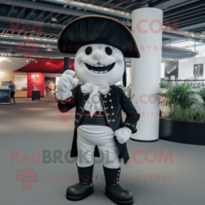 White Pirate mascot costume character dressed with a Tuxedo and Berets