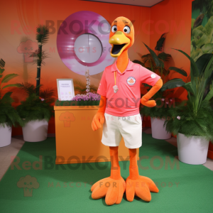 Oranje flamingo mascotte...