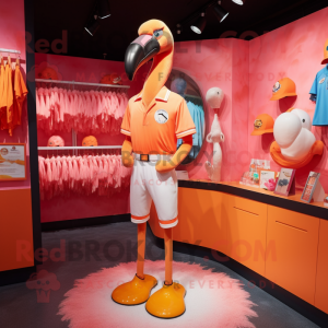 Oranje flamingo mascotte...