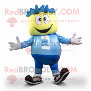 Blue Burgers mascot costume character dressed with a Joggers and Shoe clips