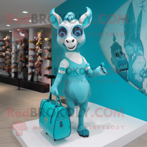 Cyan Goat mascotte kostuum...