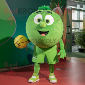 Green Meatballs mascot costume character dressed with a Shorts and Anklets